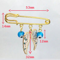 Round Brass Turquoise Evil Eye Pin | Fashion Jewellery Outlet | Fashion Jewellery Outlet