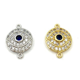 Rhodium, Gold CZ Pave Evil Eye Connectors | Fashion Jewellery Outlet | Fashion Jewellery Outlet