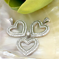 Sterling Silver CZ Heart Big Charm | Fashion Jewellery Outlet | Fashion Jewellery Outlet