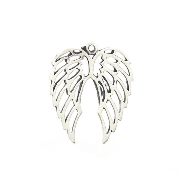 Double Angel Wings Silver Flat Charm | Fashion Jewellery Outlet | Fashion Jewellery Outlet