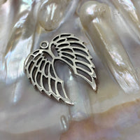 Double Angel Wings Silver Flat Charm | Fashion Jewellery Outlet | Fashion Jewellery Outlet