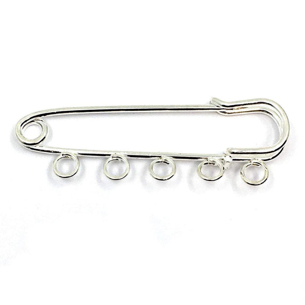 Rhodium Safety Pin, 4 Pins Rhodium pin  | Fashion Jewellery Outlet | Fashion Jewellery Outlet