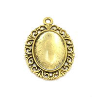 Alloy Antique Silver/Bronze Cabochon Pendant  | Fashion Jewellery Outlet | Fashion Jewellery Outlet