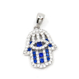 Hamsa Flat sterling Silver Charm Blue CZ | Fashion Jewellery Outlet | Fashion Jewellery Outlet
