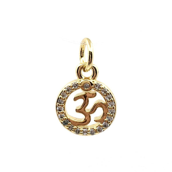 Gold OM Pendant, Om 18K Gold Round Charm | Fashion Jewellery Outlet | Fashion Jewellery Outlet