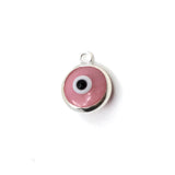 1Pc Round Silver Plated Pink Evil Eye Charm | Fashion Jewellery Outlet | Fashion Jewellery Outlet