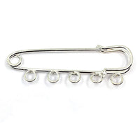 Rhodium Safety Pin, 4 Pins Rhodium pin  | Fashion Jewellery Outlet | Fashion Jewellery Outlet
