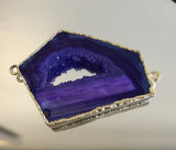 Purple Natural Druzy Agate Slice Connectors | Fashion Jewellery Outlet | Fashion Jewellery Outlet