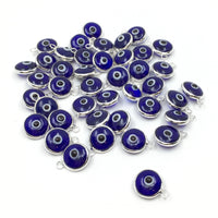 1Pcs Round Silver Plated Blue Evil Eye Charm | Bellaire Wholesale | Fashion Jewellery Outlet