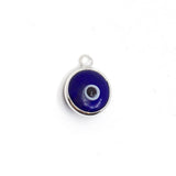 1Pcs Round Silver Plated Blue Evil Eye Charm | Bellaire Wholesale | Fashion Jewellery Outlet
