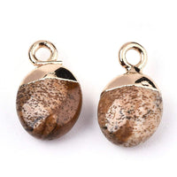 Gold Plated Natural Stone Drop Charm | Fashion Jewellery Outlet | Fashion Jewellery Outlet