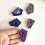 Purple Natural Druzy Agate Slice Connectors | Fashion Jewellery Outlet | Fashion Jewellery Outlet