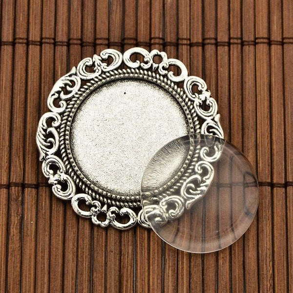 Alloy Antique Silver Photo frame Brooch Pin | Fashion Jewellery Outlet | Fashion Jewellery Outlet