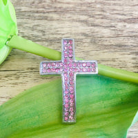 Pink Rhinestone Cross Bead/ Connector | Fashion Jewellery Outlet | Fashion Jewellery Outlet