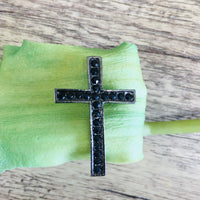 Alloy Cross Bead with black rhinestones | Fashion Jewellery Outlet | Fashion Jewellery Outlet