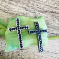 Alloy Cross Bead with black rhinestones | Fashion Jewellery Outlet | Fashion Jewellery Outlet