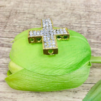 Gold Cross with Rhinestones, heart holes | Fashion Jewellery Outlet | Fashion Jewellery Outlet