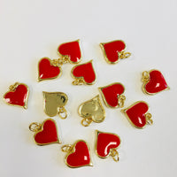 Brass Enamel 18K Gold Plated Heart Charms | Fashion Jewellery Outlet | Fashion Jewellery Outlet