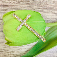 Gold Cross with Clear Rhinestones | Fashion Jewellery Outlet | Fashion Jewellery Outlet