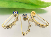 18k Gold Plated Baby Evil Eye Pin, CZ | Fashion Jewellery Outlet | Fashion Jewellery Outlet