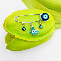 Evil Eye Pin with Butterfly Charm | Fashion Jewellery Outlet | Fashion Jewellery Outlet