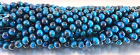 Lake Blue Tigers eye bead, Round | Fashion Jewellery Outlet | Fashion Jewellery Outlet