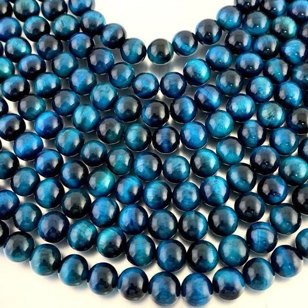 Lake Blue Tigers eye bead, Round Fashion Jewellery Outlet