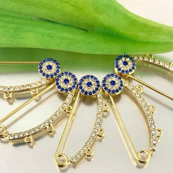 18k Gold Plated Baby Evil Eye Pin, CZ | Fashion Jewellery Outlet | Fashion Jewellery Outlet