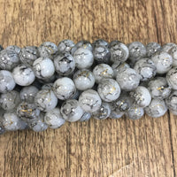 Marble look Faux Glass Pearls, 8mm | Fashion Jewellery Outlet | Fashion Jewellery Outlet