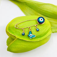 Evil Eye Pin with Butterfly Charm | Fashion Jewellery Outlet | Fashion Jewellery Outlet