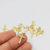 Small Cross Charm, 18k Gold Plated CZ | Fashion Jewellery Outlet | Fashion Jewellery Outlet