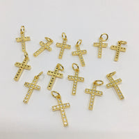 Small Cross Charm, 18k Gold Plated CZ | Fashion Jewellery Outlet | Fashion Jewellery Outlet