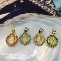 Mother Mary Pendant, CZ 18k Gold Plated | Fashion Jewellery Outlet | Fashion Jewellery Outlet