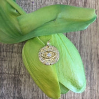 Flat Round Evil Eye Charm  | Fashion Jewellery Outlet | Fashion Jewellery Outlet