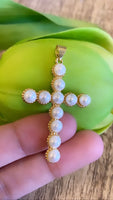Cross Pearl Pendant 45mm x 27mm | Fashion Jewellery Outlet | Fashion Jewellery Outlet