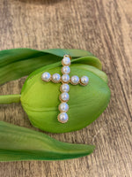 Cross Pearl Pendant 45mm x 27mm | Fashion Jewellery Outlet | Fashion Jewellery Outlet