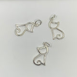 925 Sterling Silver Cat Charm | Fashion Jewellery Outlet | Fashion Jewellery Outlet