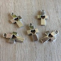 Alloy Cross Heart Charm | Fashion Jewellery Outlet | Fashion Jewellery Outlet