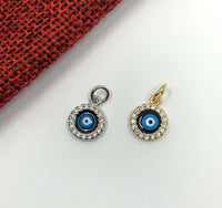 CZ Evil Eye Charm, 8mm x 13mm | Fashion Jewellery Outlet | Fashion Jewellery Outlet