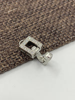 925 Sterling Silver Fold Over Clasp, CZ Square Fold Over  | Fashion Jewellery Outlet