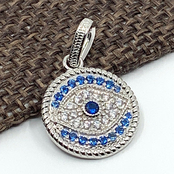 Round Blue Evil Eye 925 Silver Charm | Fashion Jewellery Outlet | Fashion Jewellery Outlet