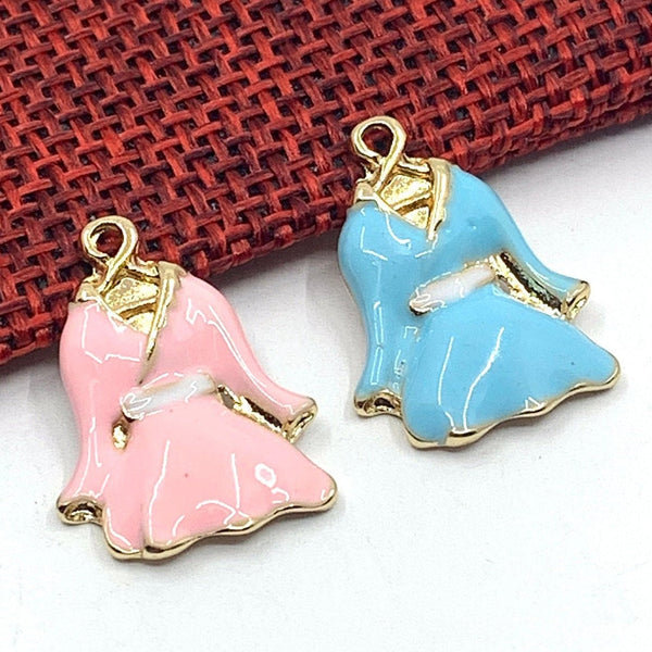 Pink Blue Dress Charm | Fashion Jewellery Outlet | Fashion Jewellery Outlet