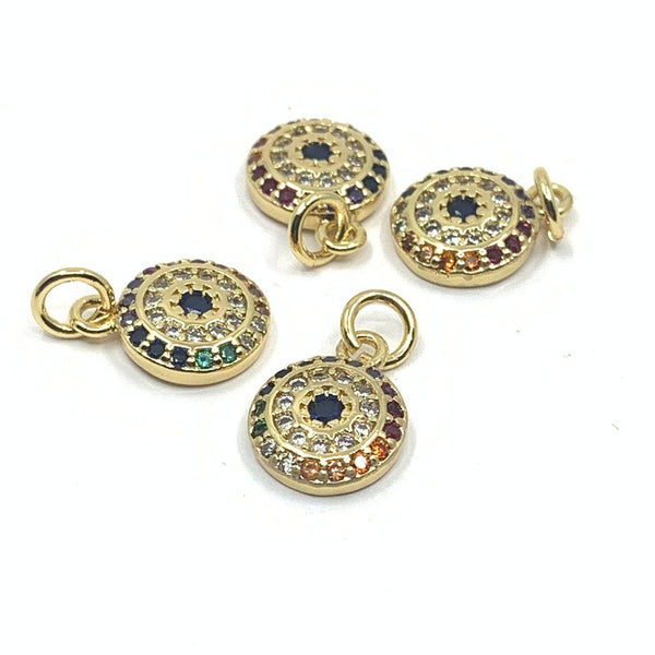 Mutli-colored evil eye Charm, Brass CZ | Fashion Jewellery Outlet | Fashion Jewellery Outlet