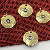 Round Evil Eye Gold Charm | Fashion Jewellery Outlet | Fashion Jewellery Outlet