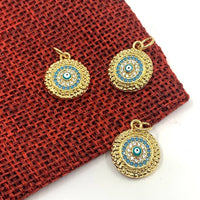 Gold Light Blue Evil Eye Charm | Fashion Jewellery Outlet | Fashion Jewellery Outlet