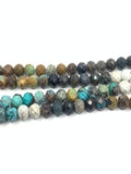 Faceted donut shape turquoise beads