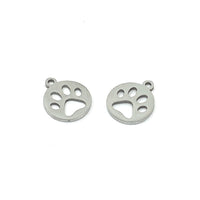 Round Steel Charm with Paw Print cut out