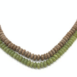 Wood jasper and green jasper disc rondelle beads