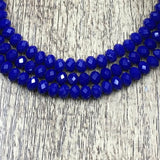 6mm Faceted Rondelle Metallic Blue Glass Bead | Fashion Jewellery Outlet | Fashion Jewellery Outlet