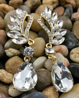 Crystal Marquise Teardrop Earrings, Gold | Fashion Jewellery Outlet | Fashion Jewellery Outlet